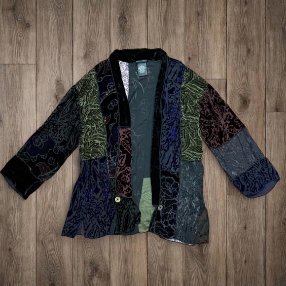 dressbarn Jackets & Blazers - Dressbarn Multicolor Silk Blend Burnout Velvet Cardigan‎